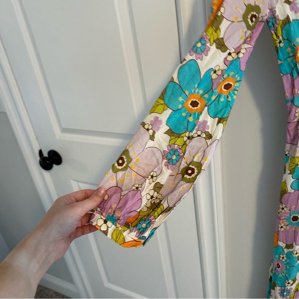 Tuckernuck Stella Pardo Paris Retro Floral Orange Maxi Dress XS - Picture 14 of 14